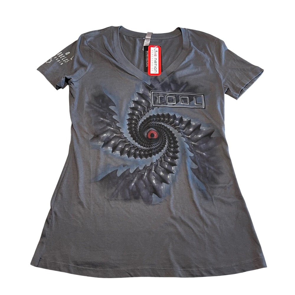 Next Level Tool Band T-Shirt Womens XL Gray Rock V-Neck Spiral Eye‎ Graphic Tee